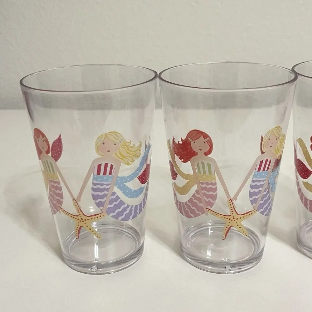 Pottery Barn Kids Mermaid Melamine Plates and Cups Lot